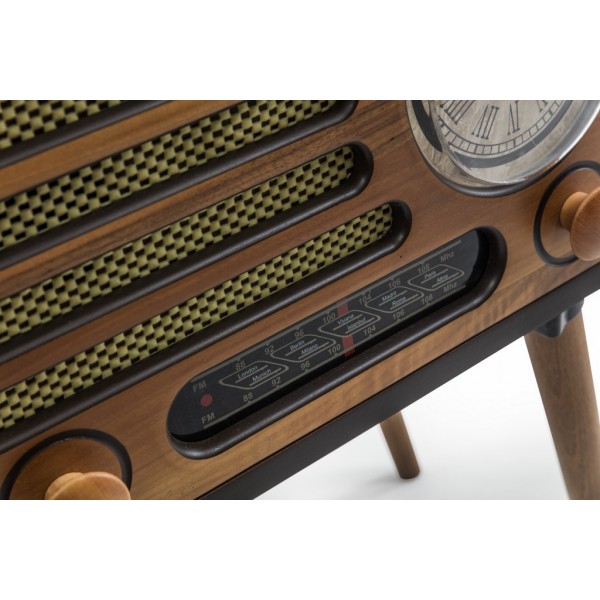 Eskitme boyalı saatli radyo | Yan Sehpa | İnegöl Mobilya 