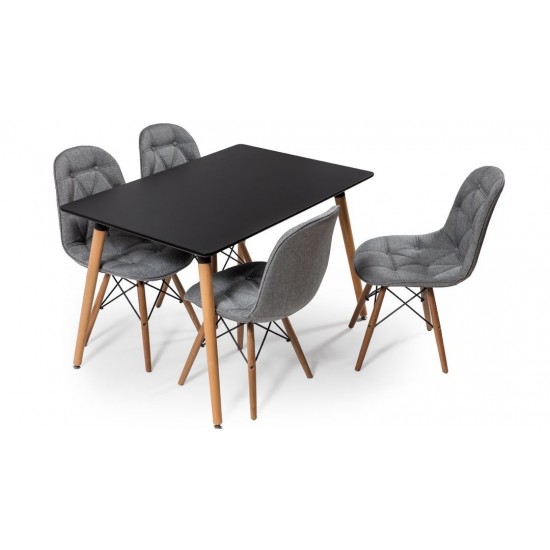 Eames Masa Sandalye Takımı Siyah-Gri | Yemek Masaları | İnegöl Mobilya 