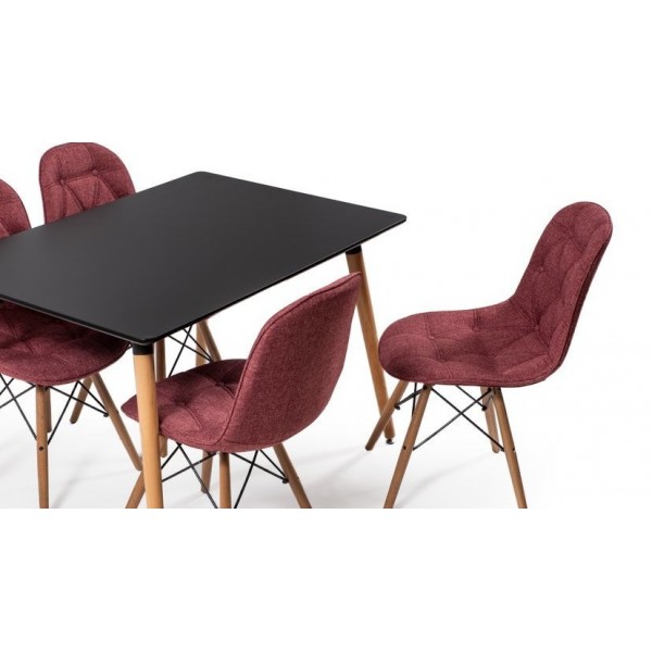 Eames Masa Sandalye Takımı Siyah-Bordo | Yemek Masaları | İnegöl Mobilya 