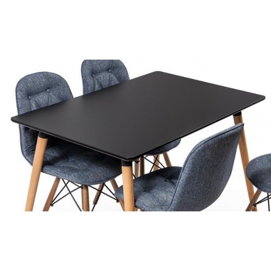 Eames Masa Sandalye Takımı Siyah-Mavi | Yemek Masaları | İnegöl Mobilya 