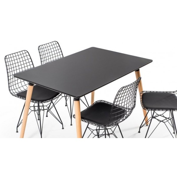 Eames Masa Sandalye Takımı Metal-Siyah | Yemek Masaları | İnegöl Mobilya 