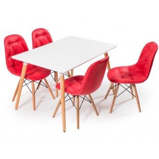 Eames Masa Sandalye Takımı Kırmızı