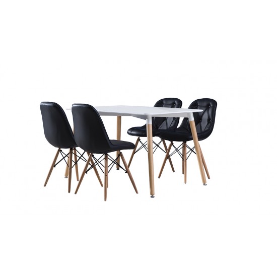 Eames Masa Sandalye Takımı Siyah Beyaz | Yemek Masaları | İnegöl Mobilya 