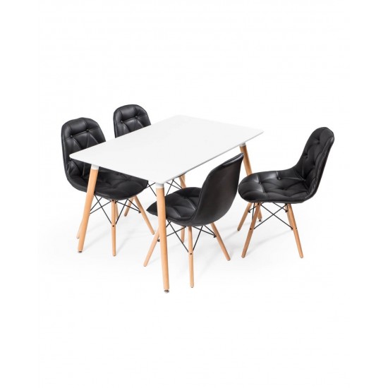 Eames Masa Sandalye Takımı Siyah Beyaz | Yemek Masaları | İnegöl Mobilya 