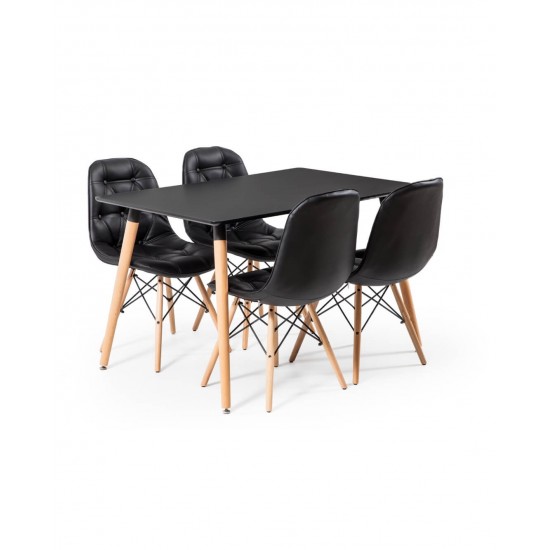 Eames Masa Sandalye Takımı Siyah | Yemek Masaları | İnegöl Mobilya 