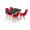 Eames Masa Sandalye Takımı Siyah-Kırmızı