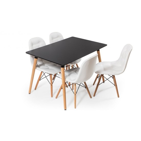 Eames Masa Sandalye Takımı Siyah-Beyaz | Yemek Masaları | İnegöl Mobilya 