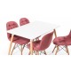 Eames Masa Sandalye Takımı Beyaz-Bordo | Yemek Masaları | İnegöl Mobilya 