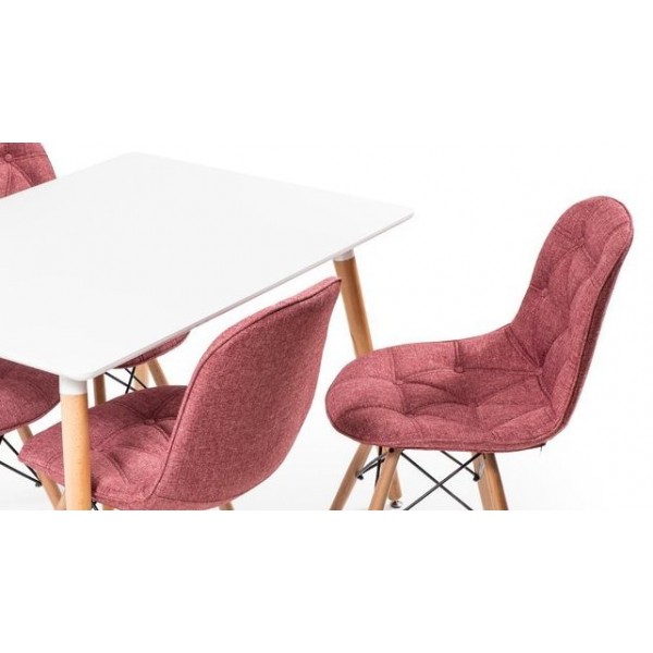 Eames Masa Sandalye Takımı Beyaz-Bordo | Yemek Masaları | İnegöl Mobilya 