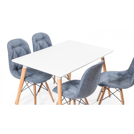 Eames Masa Sandalye Takımı Beyaz-Mavi | Yemek Masaları | İnegöl Mobilya 