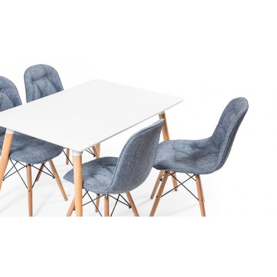 Eames Masa Sandalye Takımı Beyaz-Mavi | Yemek Masaları | İnegöl Mobilya 
