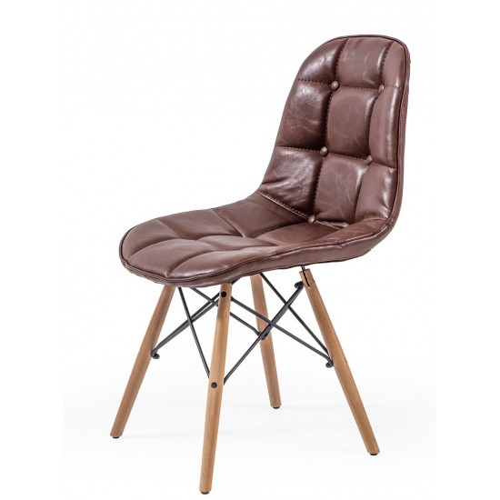 Eames Kare Kapitoneli Deri Sandalye | Sandalyeler | İnegöl Mobilya 