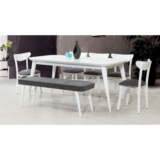Konik Masa Sandalye Seti (Beyaz-Büyük) | Yemek Masaları | İnegöl Mobilya 
