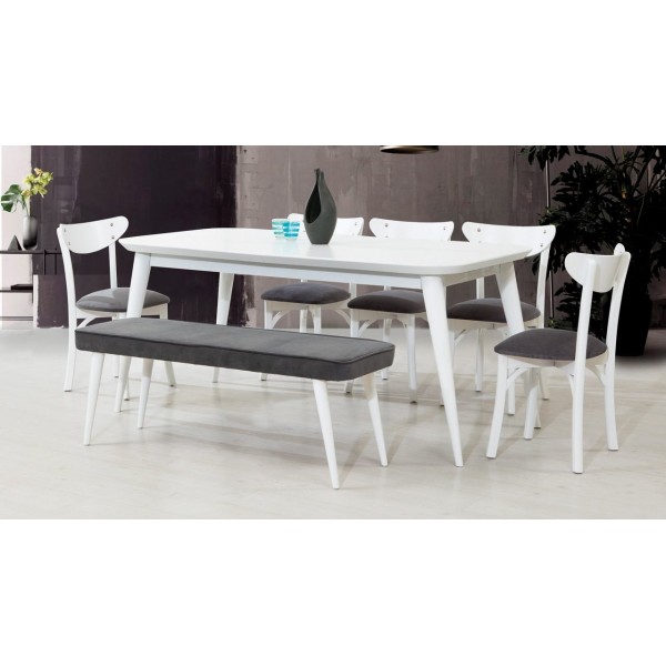 Konik Masa Sandalye Seti (Beyaz-Büyük) | Yemek Masaları | İnegöl Mobilya 